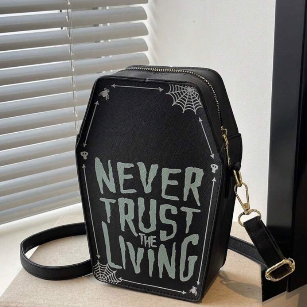 Black Coffin-Shaped Crossbody Bag
